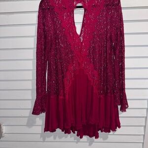 Free People Vibrant magenta pink Lace Overlay